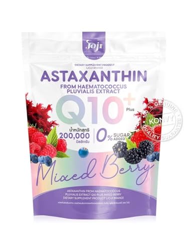 Joji Astaxanthin Q10 Plus Mixed Berry | Dietary Supplement Drink Powder | From Haematococcus Pluvialis Extract | 0% Sugar Added | Sachet Pack