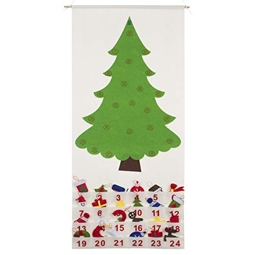 Christmas Tree Advent Calendar For Kids, Hanging Felt Calendars With Pockets, Countdown To Christmas With Ornaments (Christmas Tree) #TOP3