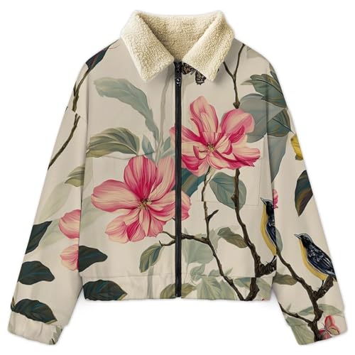 Veste polaire imprimé plantes pour vos balades d'hiver : le blouson chaud avec poches