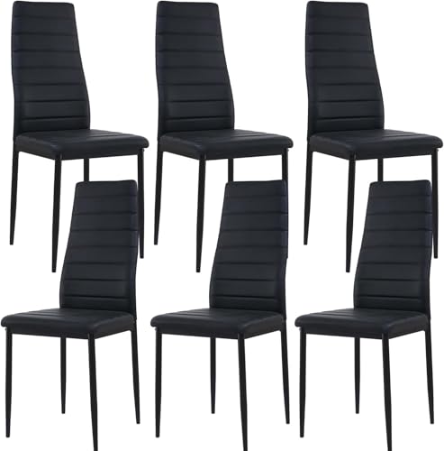 buybyroom Sedie Cucina Set da 6, Sedie Sala da Pranzo, Sedie Soggiorno Imbottite Moderne, Adatto per Tavolo da Pranzo, Cucina, Ristorante e Ufficio, Nero