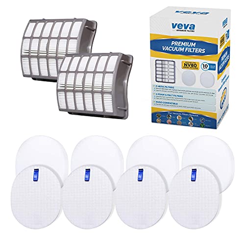 Image of VEVA Complete Premium Vacuum Filter Set Including 2 HEPA, 4 Foam, 4 Felt Filters 10 Pieces Total for Shark Navigator Rotator Professional Upright Model NV70, NV71, NV80, NVC80C, NV90, NV95 & UV420