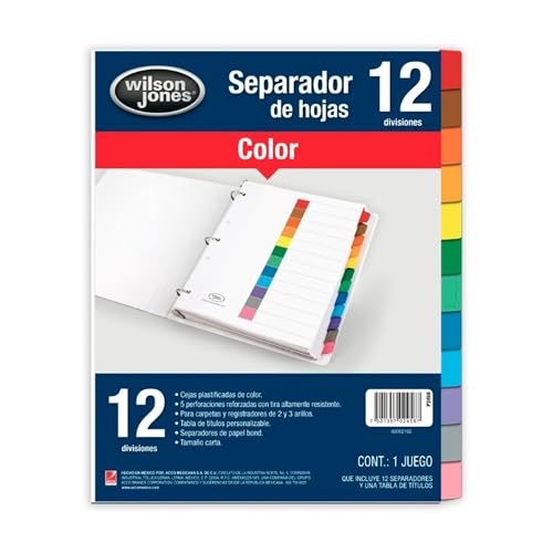 Accesorios De Asador, Office Product Wilson Jones P2458 Separadores de Carpeta, colores Brillantes, 12 Piezas