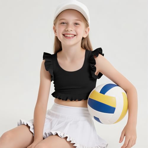 Girls Training Bra Athletic Sports Bra for Kids Cute Ruffle Comfort Dance Yoga Crop Tops 7-14 Years2