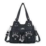 Angel Kiss Purses for Women Small Hobo Crossbody Bags Multi-Pocket Vegan Leather Hobo Handbags Tote Bag with Crossbody Strap