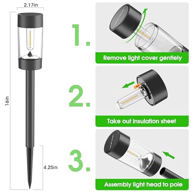 Solar Lights Outdoor, 12 Pack Waterproof Solar Landscape Lighting for Pathway Garden Yard Path Walkway Driveway Lawn Patio Outside Decor, Warm White