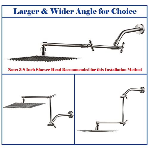 Shower Head Extension Arm - 13'' Shower Arm Extension For Rain & Handheld Shower Head, Height And Range Adjustable, Shower Extension Arm With Locking Nuts, G1/2 Universal Connector, Brushed Nickel #TOP4