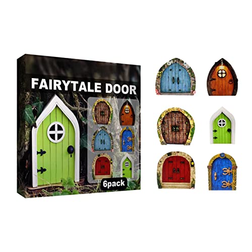 porta fadas com 6 peças, portas multicoloridas para hobbit, portas fadas em miniatura, acessórios pa
