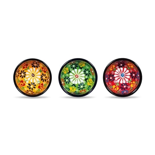 WD Lifestyle - Set Tre Coppette in Ceramica con Decoro a Rilievo Reallizzato a Mano