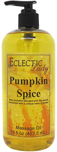 Pumpkin Spice Massage Oil, 16 oz, With Sweet Almond Oil and Jojoba Oil, Preservative Free, Perfect for Aromatherapy and Relaxation