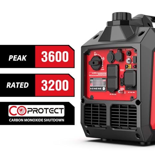 PowerSmart 3600-Watt Portable Inverter Generator with CO Protect, Quiet, 30 amp for RV-Ready