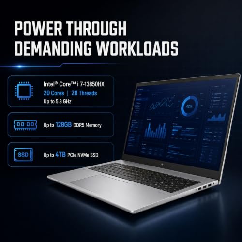 Image of HP ZBook Fury 16 G11 Mobile Workstation Laptop, 16 inch WUXGA, Intel Core i7-13850HX 20-Core, 64GB DDR5 RAM, 2TB NVMe SSD, Intel UHD Graphics, Wi-Fi 7, Bluetooth 5.4, Backlit Keyboard, Windows 11 Pro