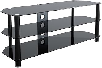 AVF SDC1250CMBB-A TV Stand for 39-inch to 60-inch TVs, Black Glass, Black Legs