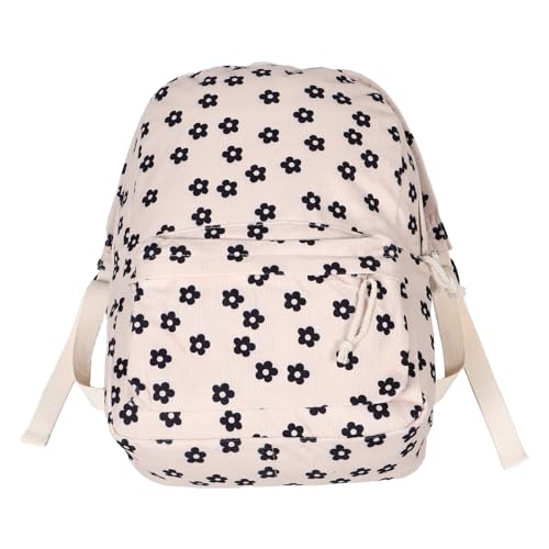 Mochila de mujer con bolsillos funcionales de corderoy con estampado floral