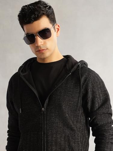 Image of Thomas Scott Men's | Regular Fit | Long Sleeves | Zip Closure | Front-Open | Dry Clean | 2 Pockets | Knitted | Hooded | Sweatshirt