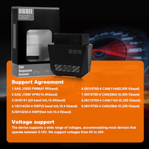 Image of B28 Bluetooth 5.3 OBD2 Scanner, Wireless Diagnostic Tool for Check Light, 1000+ Fault Codes (No ABS /SRS), Professional Code Reader for iOS & Android, Fits 1996+ OBDII Compliant Vehicles
