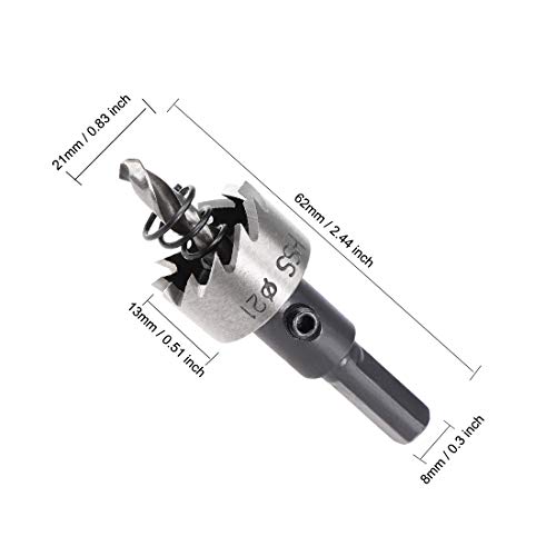 sourcingmap 21mm HSS Drill Bit Hole Saw for Stainless Steel Metal Alloy Wood, 21x13mm - Image 2