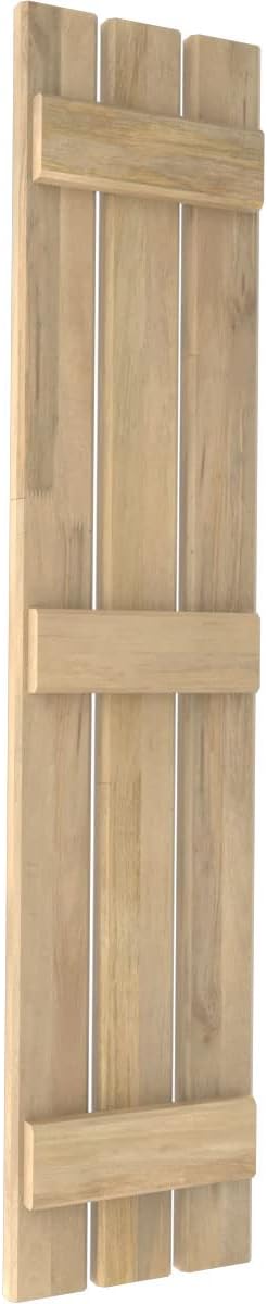 Ekena Millwork ARW401SB311X72UNH Americraft Three 3 Exterior Real Wood Spaced Board-n-Batten Shutters (Per Pair), Unfinished