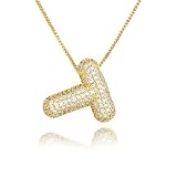 TZPI Collar de letras de burbujas de oro de 18 quilates para mujer, collares con inicial de diamantes de imitación, collar de letras de burbujas gruesas como regalo de cumpleaños, dije con nombre