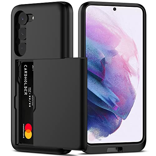 Nvollnoe for Samsung S23 Case with Card Holder 5G 6.1 inch Slim Dual Layer Heavy Duty Protective for Galaxy S23 Case Hidden Card Slot Wallet Case for Samsung S23(Black)