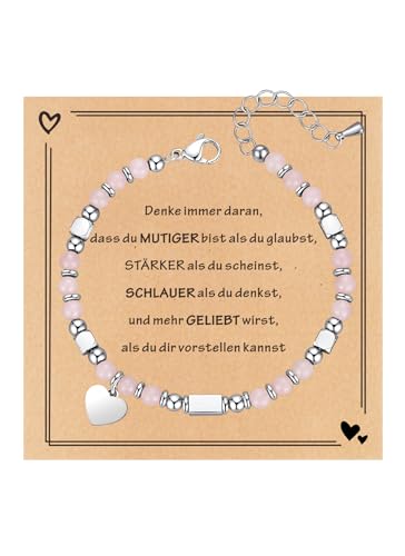 TOLOWOBK Geschenke für Mädchen Damen Edelstein Chakra Armband Mädchen Herz Charm Perlenarmband Heilsteine Perlen Armbänder Weihnachtsgeschenke Geburtstag Geschenke für Tochter Enkelin Schwester