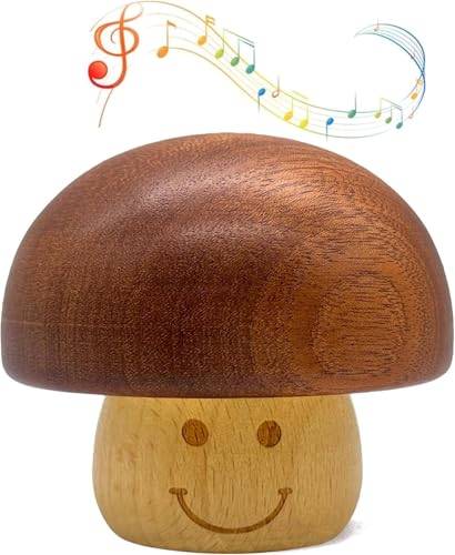 Castle in The Sky Wooden Music Box, Wind up Smiley Mushroom Decor, Mechanism Vintage Engraved Musical Box, Gift for Anniversary, Birthday, Christmas, Thanksgiving