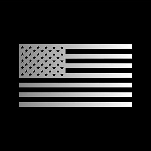 Image of American US Flag [Pick Color /Size] Vinyl Decal Sticker for Laptop /Car /Truck /Window /Bumper (10in x 5.5in, Matte Metallic Silver)