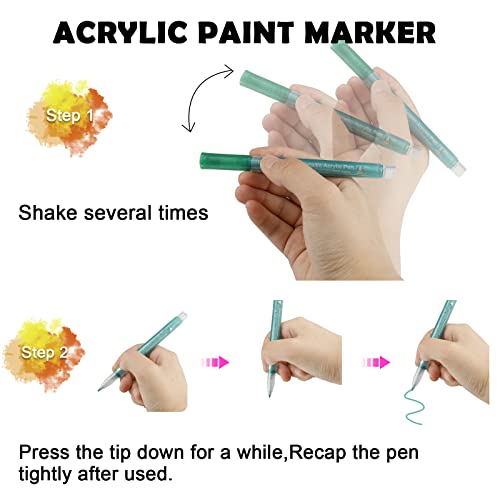 Metallic Acrylic Paint Marker Pens, Art Supplies For Painting On Rock Painting, Stone, Ceramic, Glass, Wood, Scrapbook Journals, Photo Albums, Set Of 12 Acrylic Paint Markers Extra-Fine Tip 0.7Mm #TOP2