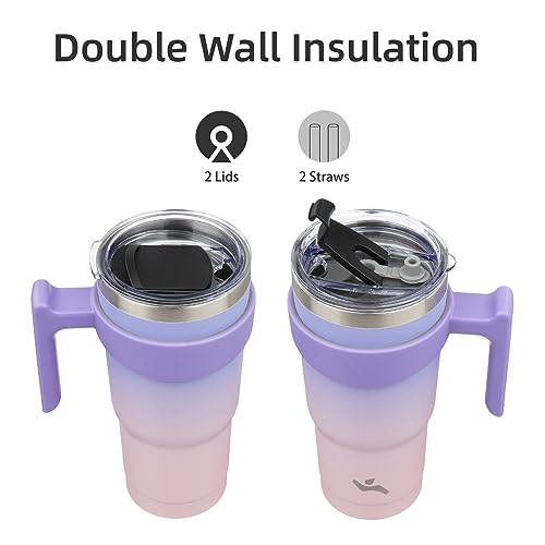 Image of Konokyo 20 oz Tumbler with Handle and Straw, Insulated Travel Mug