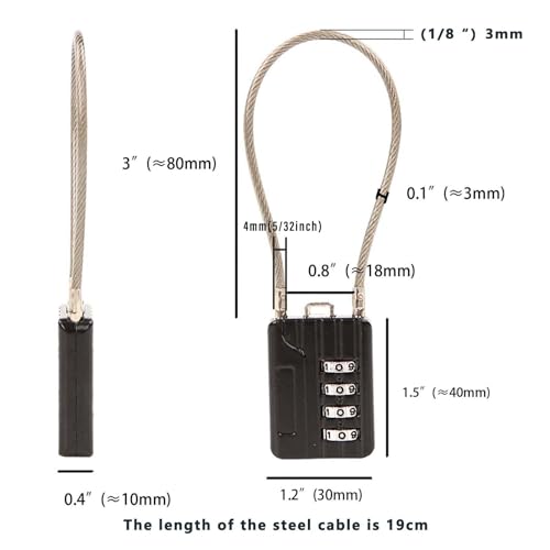 SEPOX® Cadeado de combinação de 4 dígitos redefinível para gêmeos de design compacto, cabo extra lon