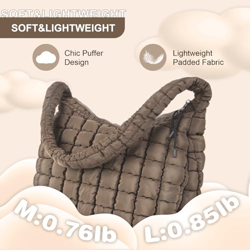Image of Quilted Puffer Tote Bag Purse Puffy Crossbody Shoulder Bag,Lightweight Nylon Hobo Bag Puffer Carryall Bag for Women Girl