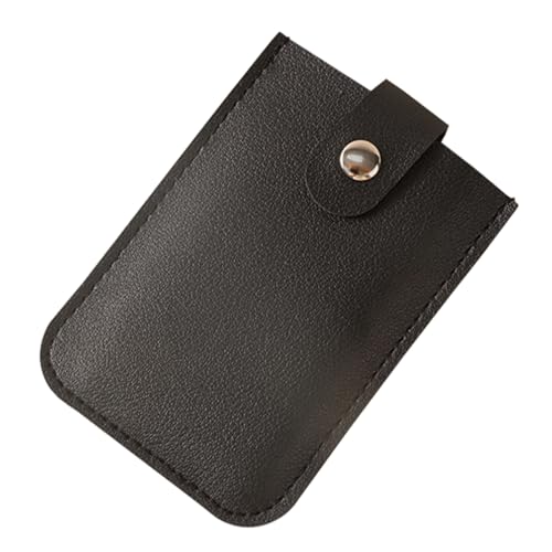 Pull-Out Card Organizer Snap Closure Card Holder Wallet Slim Portable Card Case PU Pocket Wallet for Women Men (1PCS, Black)
