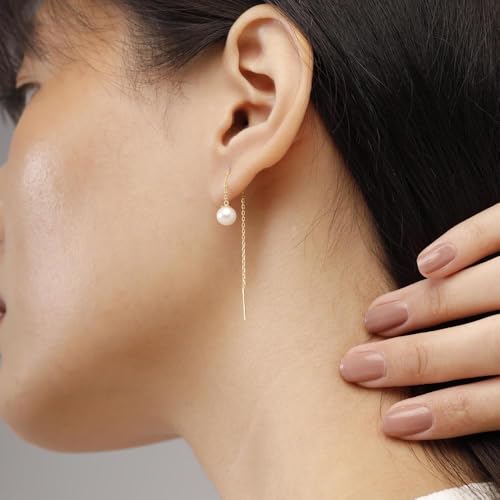 Image of Mia by Tanishq 14 KT Pearl Luna Drift Drop Earrings for Women