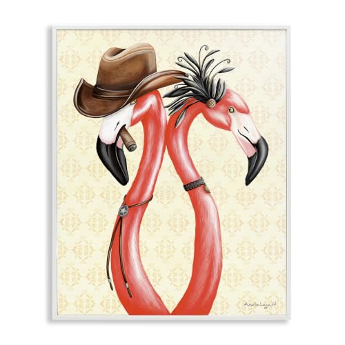 Vintage Flamingo Cowboy Hat Fashion, 11 x 14 Inch Framed Giclée Print