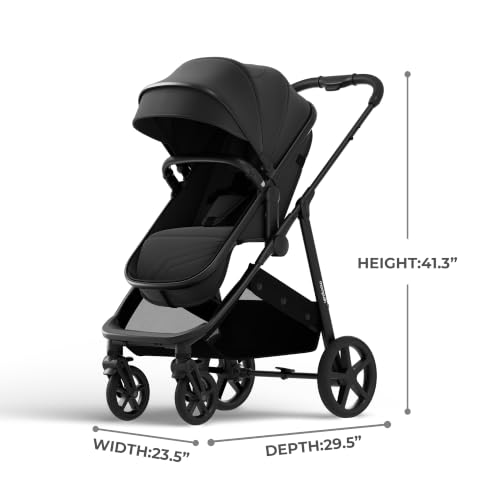 Image of Mompush Wiz 2-in-1 Bassinet Stroller Reversible Seat, One-Hand Fold, Black