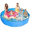 Alvantor Extra Large Foldable Dog Pool for Large Dogs, 87" x16 Non-Slip Pet Pool 5 Layers Protection Heavy Duty Steel & Oxford Fabric Kids Pool Portable Outside Swimming Pool for Backyard - Blue