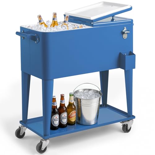 Outvita 80 Quart Rolling Ice Chest with Bottle Opener