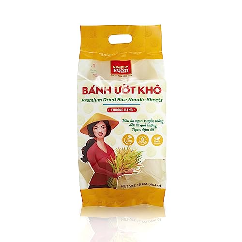 SIMPLY FOOD Premium Dried Rice Noodle Sheets (Bánh Ướt) - 16 Oz – Gluten-Free Dried Rice Noodle Sheets for Banh Cuon
