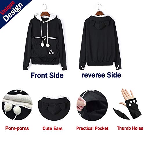 Unisex Haustier-Transporttasche mit Kapuze für Katzen und Hunde - Schwarz - XXX-Large