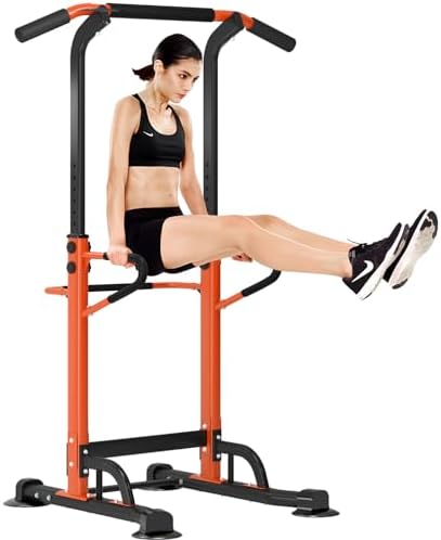 soges Power Tower Adjustable Height Pull Up and Dip Station Home Strength Training Fitness Equipment, 40JYPSPSBB002-CA