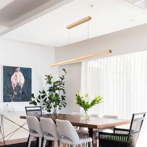 Lámpara colgante de tubo largo de madera para mesa de comedor moderna y cocinas conceptuales 2