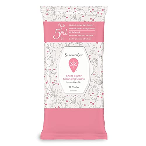 Summer's Eve Feminine Cleansing Cloths, Sensitive Skin, Sheer Floral 32 ea (Pack of 1)
