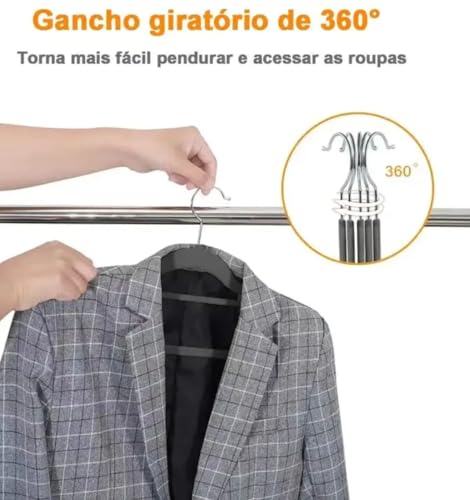 Cabide De Veludo Ultrafino Slin Antideslizante Kit com 50 Un.Cabides