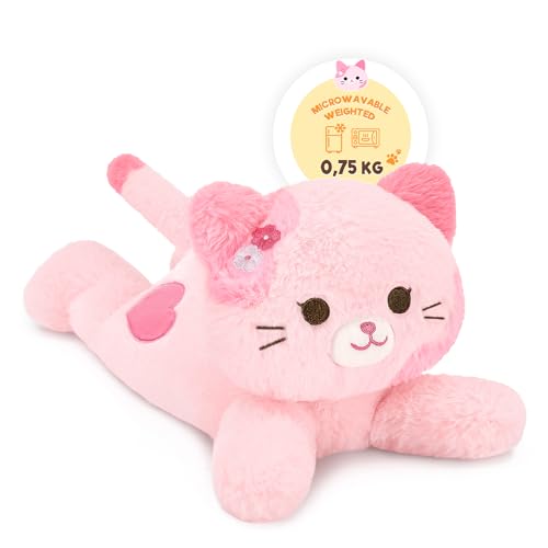Shownicer Sac de chaleur en peluche pour chat 0,75KG - Sac de chaleur en peluche pour chat - Chauffant au micro-ondes - Poids réconfortant - Peluche chat -...