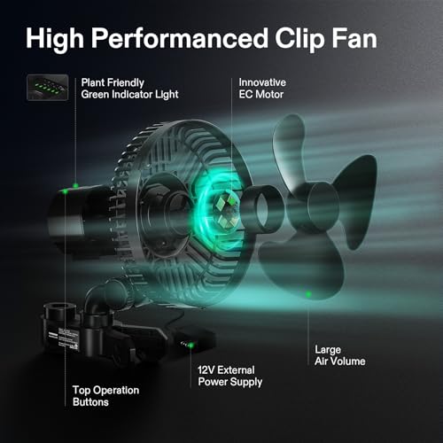 VIVOSUN 2-Pack AeroWave E6 Grow Tent Fan 6”, EC Motor, Smart Wifi Control, US Patented Auto Oscillating Clip fan, Weatherproof IP-54, Strong Airflow but Quiet for Hydroponic Ventilation Circulation