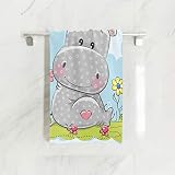 Tarity Cute Cartoon Hippo Hand Towels Super Soft Highly Absorbent Face Towels Hand Towel Bath Towel
