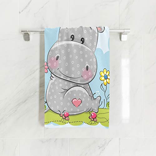 Tarity Cute Cartoon Hippo Hand Towels Super Soft Highly Absorbent Face Towels Hand Towel Bath Towel For Gym Bathroom Kitchen Sports Spa 30"X15" #TOP9