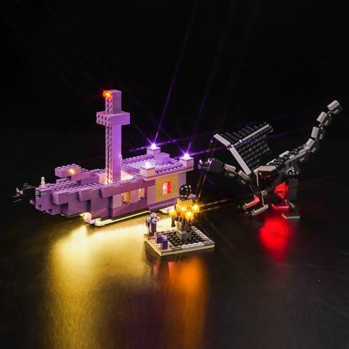 Juego de luces LED compatible con Lego Minecraft, el dragón final y la nave final 21264 (no es un modelo), juego de iluminación LED compatible con Lego The Ender Dragon and End Ship Creative Toys