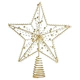 Decoración navideña DIY: Nuestra estrella es un diseño hueco, muy elegante y generoso, creando una estrella compleja y hermosa en la parte superior del árbol de Navidad. Debido al diseño hueco, puede combinarlo con la cadena de luz LED para hacer que su árbol de Navidad sea único.