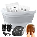 Ionic Foot Bath Detox Machine,Foot Detox Foot Bath Soak Tub with 2 Arrays,80 Disposable Foot Bath Liners,Detox Sea Salt,Folding Foot Spa Bucket,Home Salon-Level Foot Soaking Tub