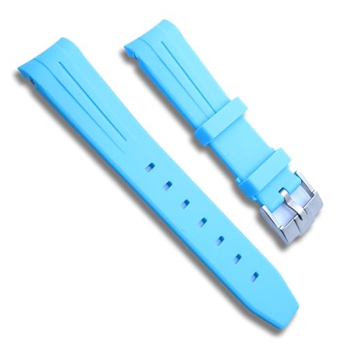 WAMD Curved End TPU Rubber Watch Straps, Compatible with Omega MoonSwatch Watches and more - 20 mm Rubber Watch Straps (Sky Blue, 20 mm)